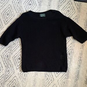 Woolrich Black Knit Short Sleeve Sweater